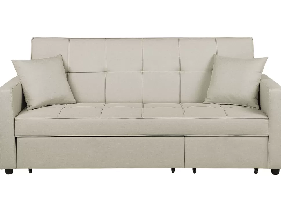 Sofas>Beliani Fabric Sofa Bed Beige Glomma