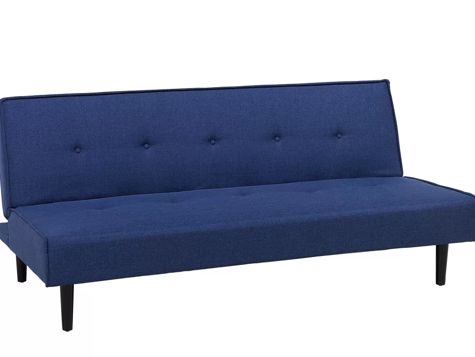 Sofas>Beliani Fabric Sofa Bed Blue Visby