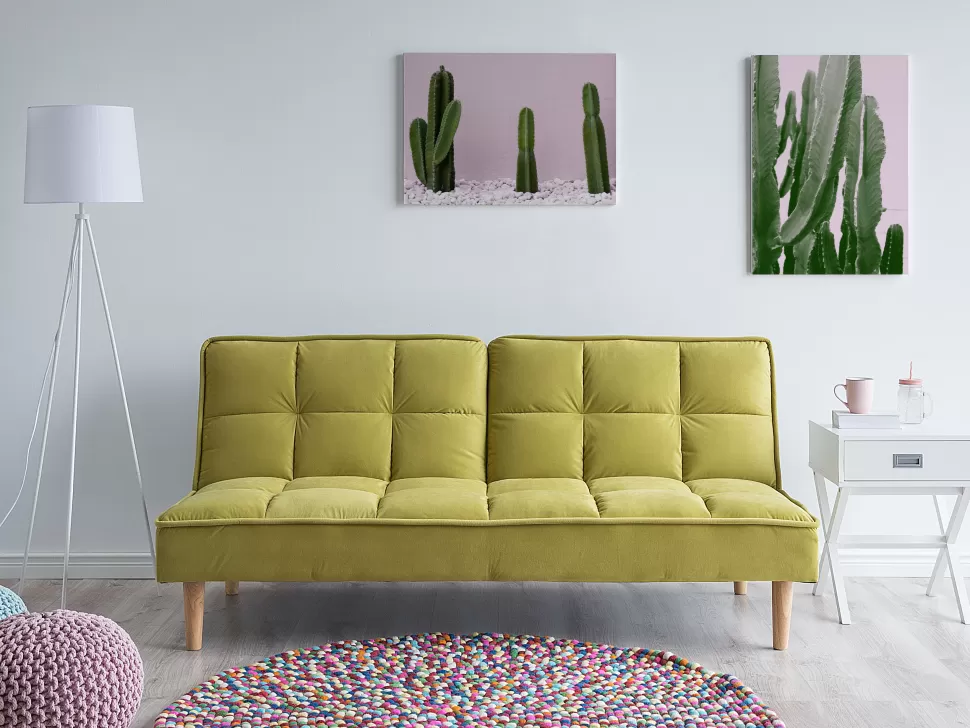 Sofas>Beliani Fabric Sofa Bed Green Siljan