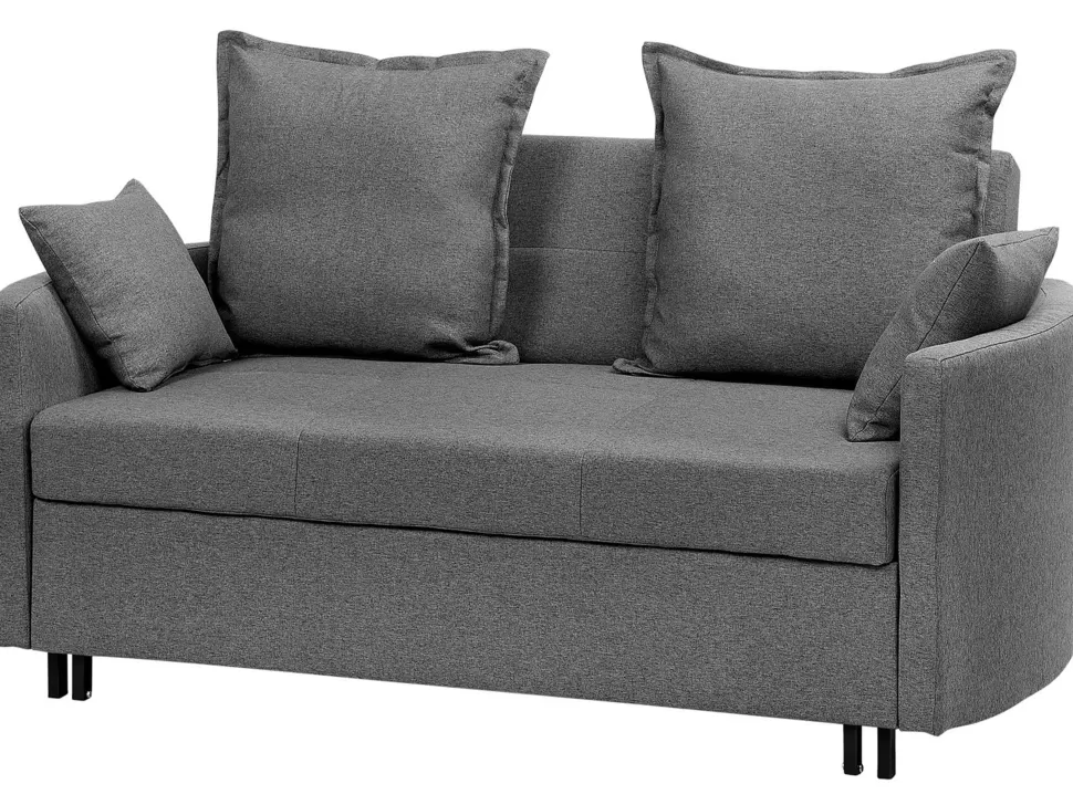 Sofas>Beliani Fabric Sofa Bed Grey Hovin