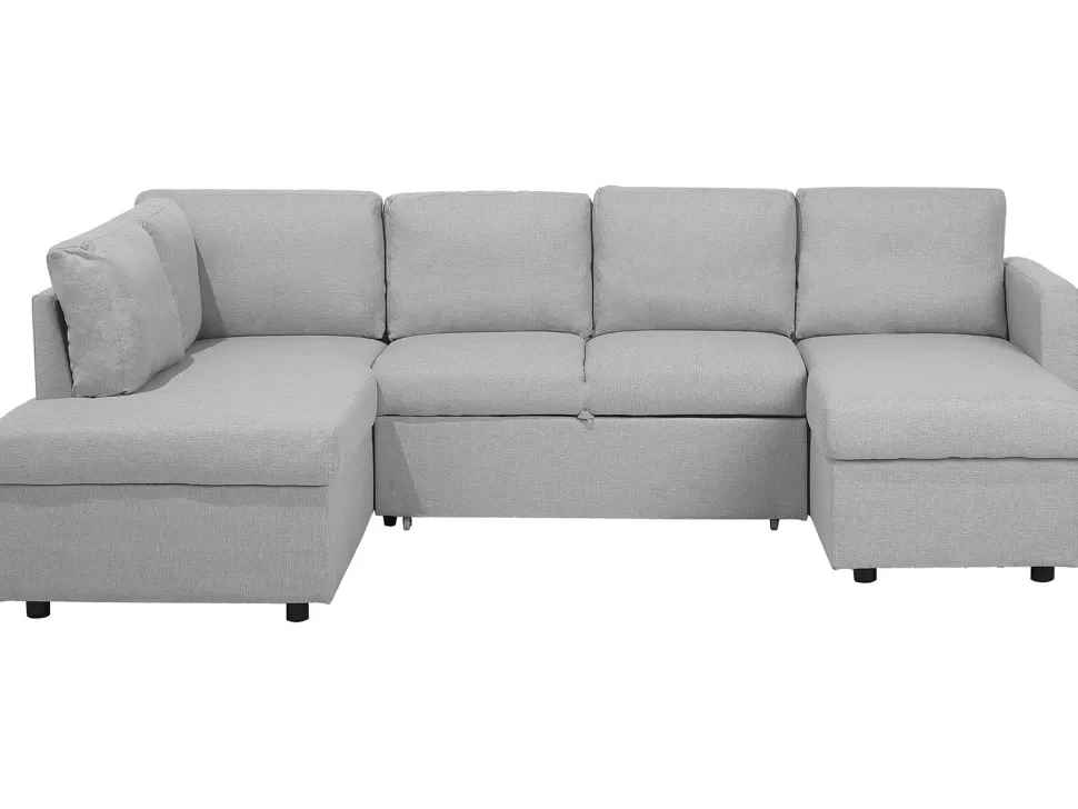 Sofas>Beliani Fabric Sofa Bed Light Grey Karrabo