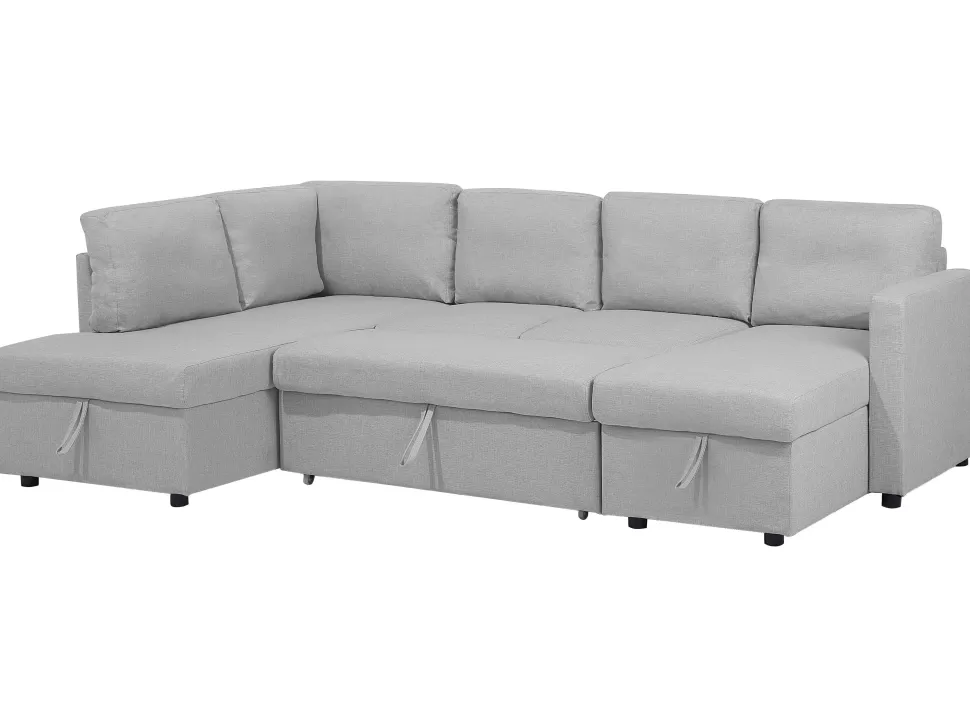 Sofas>Beliani Fabric Sofa Bed Light Grey Karrabo