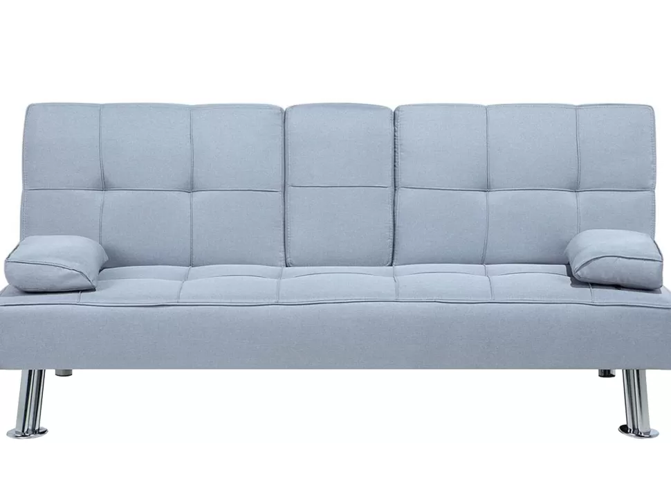 Outlet Beliani Fabric Sofa Bed Light Grey Roxen