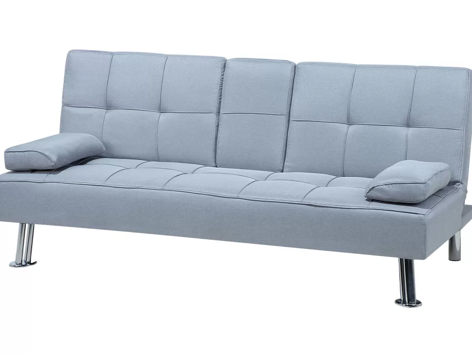 Outlet Beliani Fabric Sofa Bed Light Grey Roxen