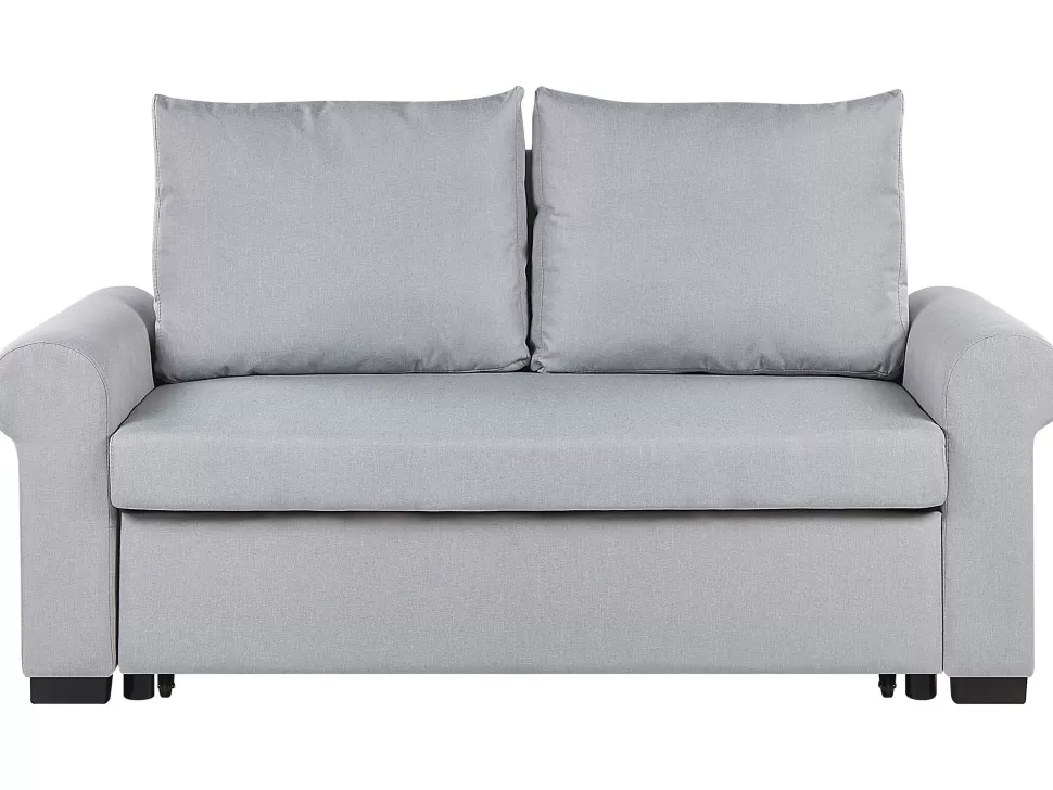 New Beliani Fabric Sofa Bed Light Grey Silda