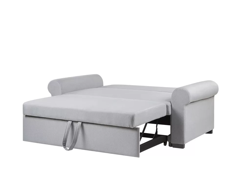 New Beliani Fabric Sofa Bed Light Grey Silda