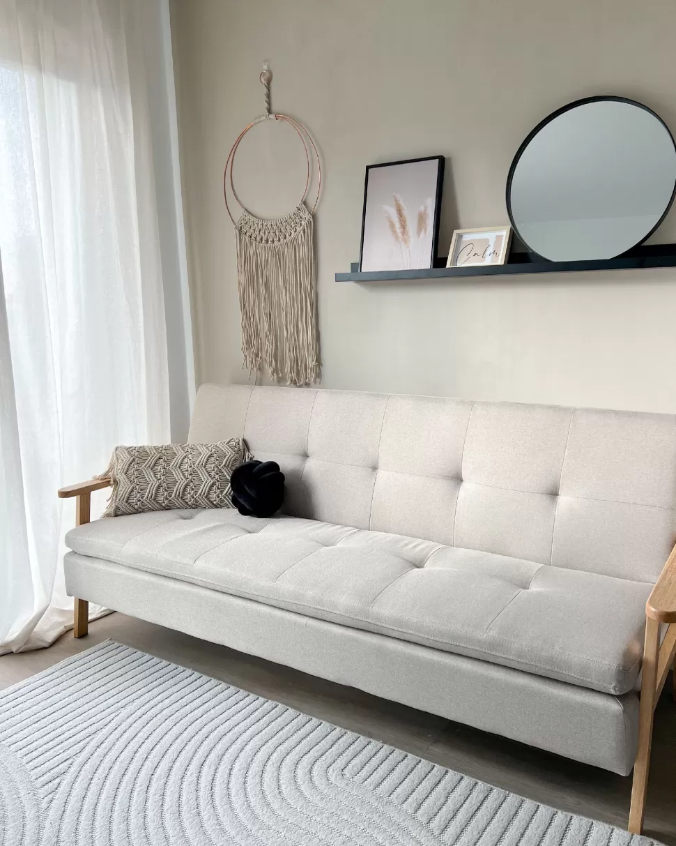 Sofas>Beliani Fabric Sofa Bed Light Grey Tjorn