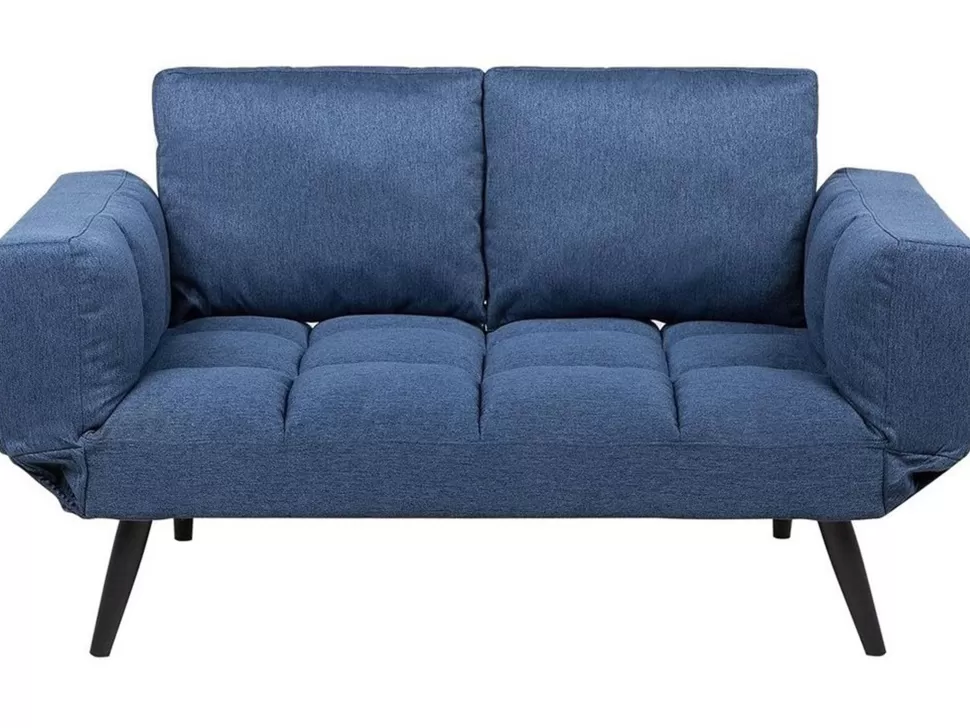 Shop Beliani Fabric Sofa Bed Navy Blue Brekke