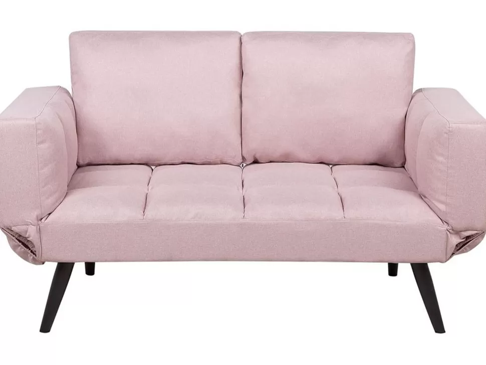 Discount Beliani Fabric Sofa Bed Pink Brekke