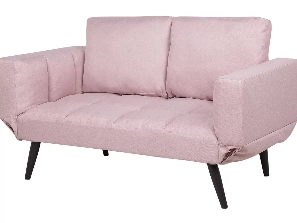 Discount Beliani Fabric Sofa Bed Pink Brekke