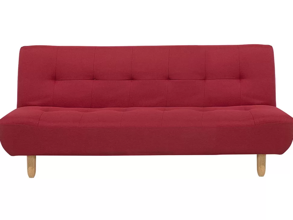 Flash Sale Beliani Fabric Sofa Bed Red Alsten