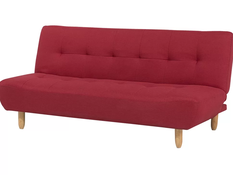 Flash Sale Beliani Fabric Sofa Bed Red Alsten