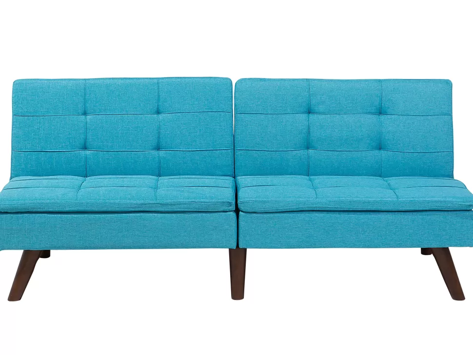 Hot Beliani Fabric Sofa Bed Turquoise Blue Ronne