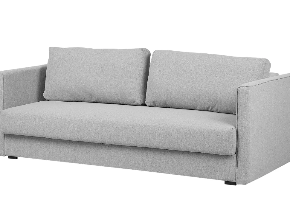 Sofas>Beliani Fabric Sofa Bed With Storage Grey Eksjo