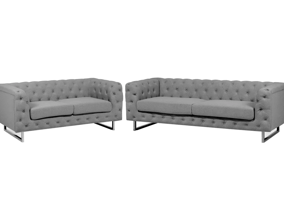 Sofas>Beliani Fabric Sofa Set Grey Vissland