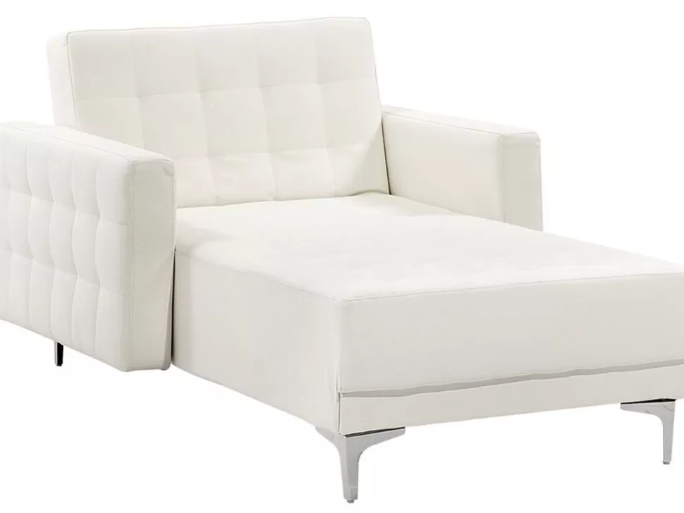 Clearance Beliani Faux Leather Chaise Lounge White Aberdeen