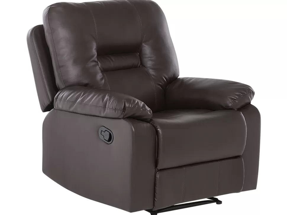 Flash Sale Beliani Faux Leather Manual Recliner Living Room Set Brown Bergen