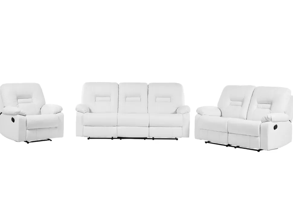 Shop Beliani Faux Leather Manual Recliner Living Room Set White Bergen