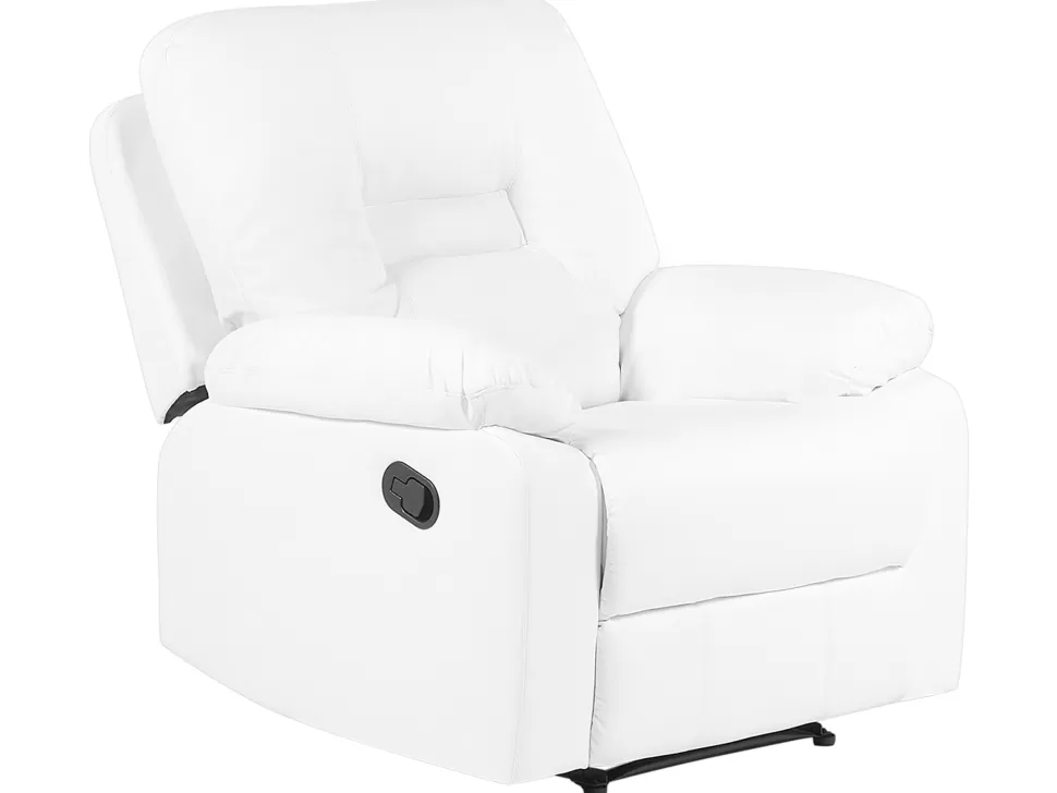 Shop Beliani Faux Leather Manual Recliner Living Room Set White Bergen