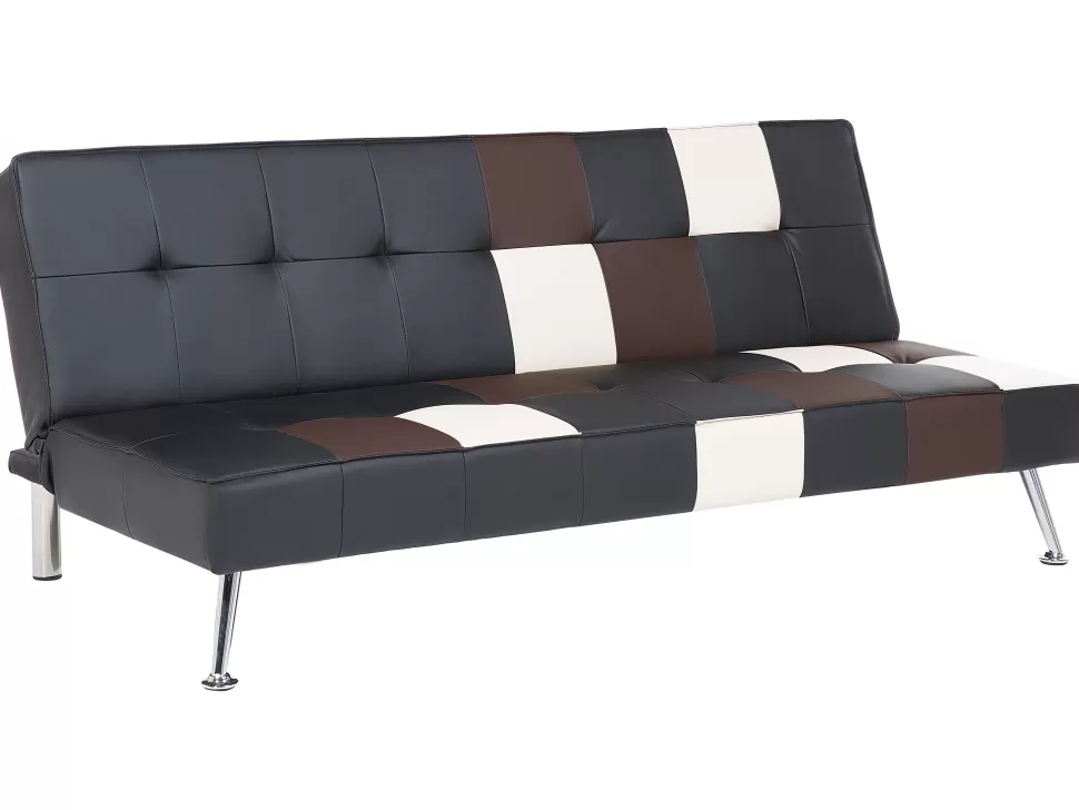 Sofas>Beliani Faux Leather Sofa Bed Black Olsker