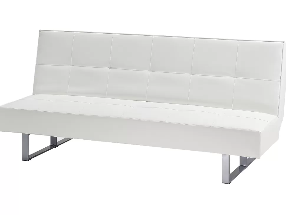 Sofas>Beliani Faux Leather Sofa Bed White Derby