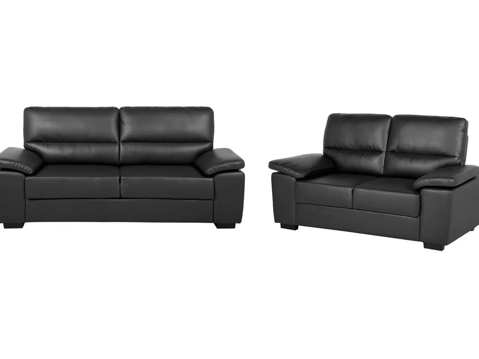 Fashion Beliani Faux Leather Sofa Set Black Vogar