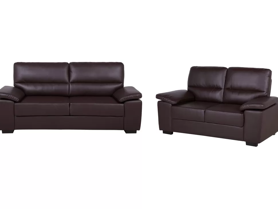 Sofas>Beliani Faux Leather Sofa Set Brown Vogar