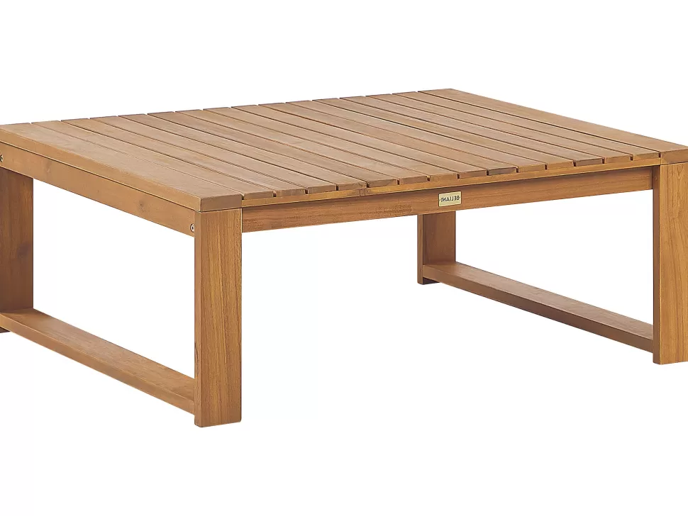 Discount Beliani Garten Beistelltisch Akazienholz Hellbraun 90 X 75 Cm Timor Ii