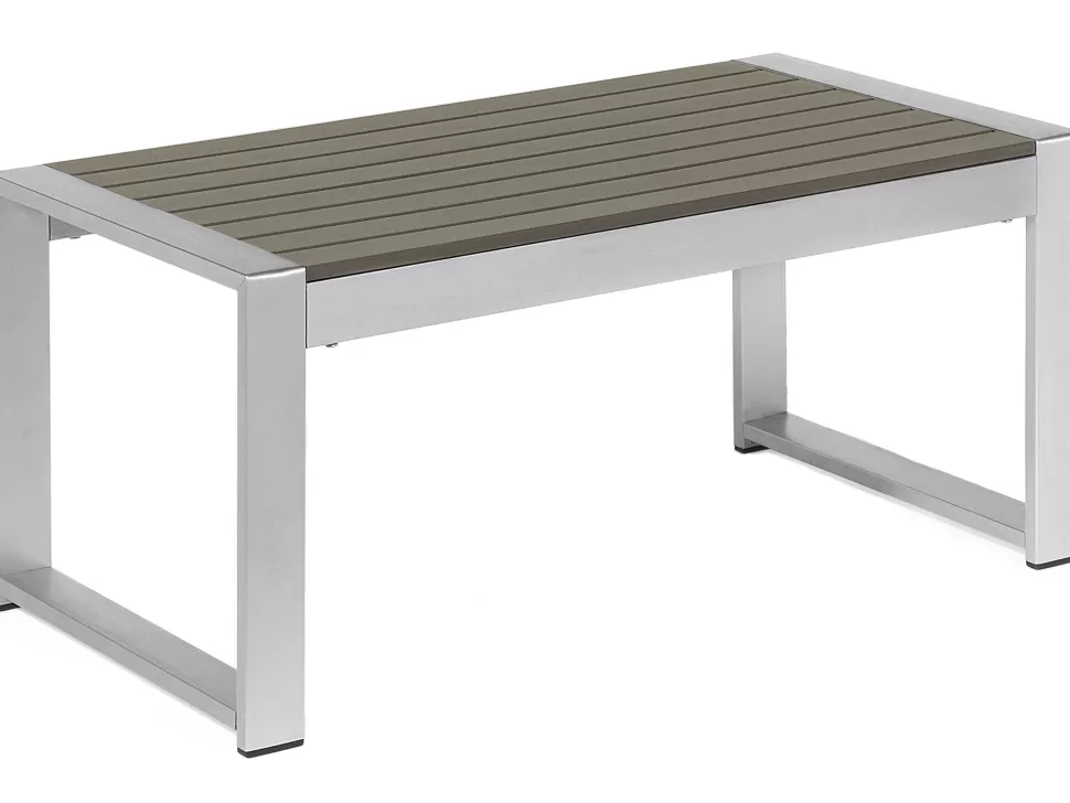 Tische>Beliani Garten Couchtisch Aluminium Dunkelgrau 90 X 50 Cm Salerno