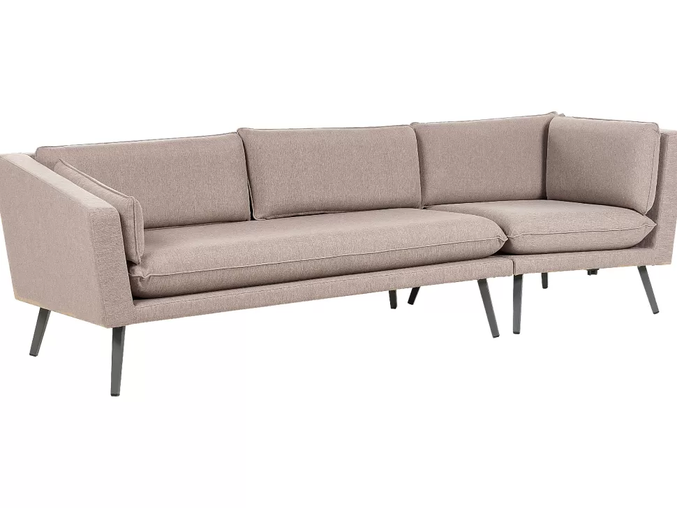 Discount Beliani Garten Ecksofa Rechte Seite Beige 3-Sitzer Modular Loretello