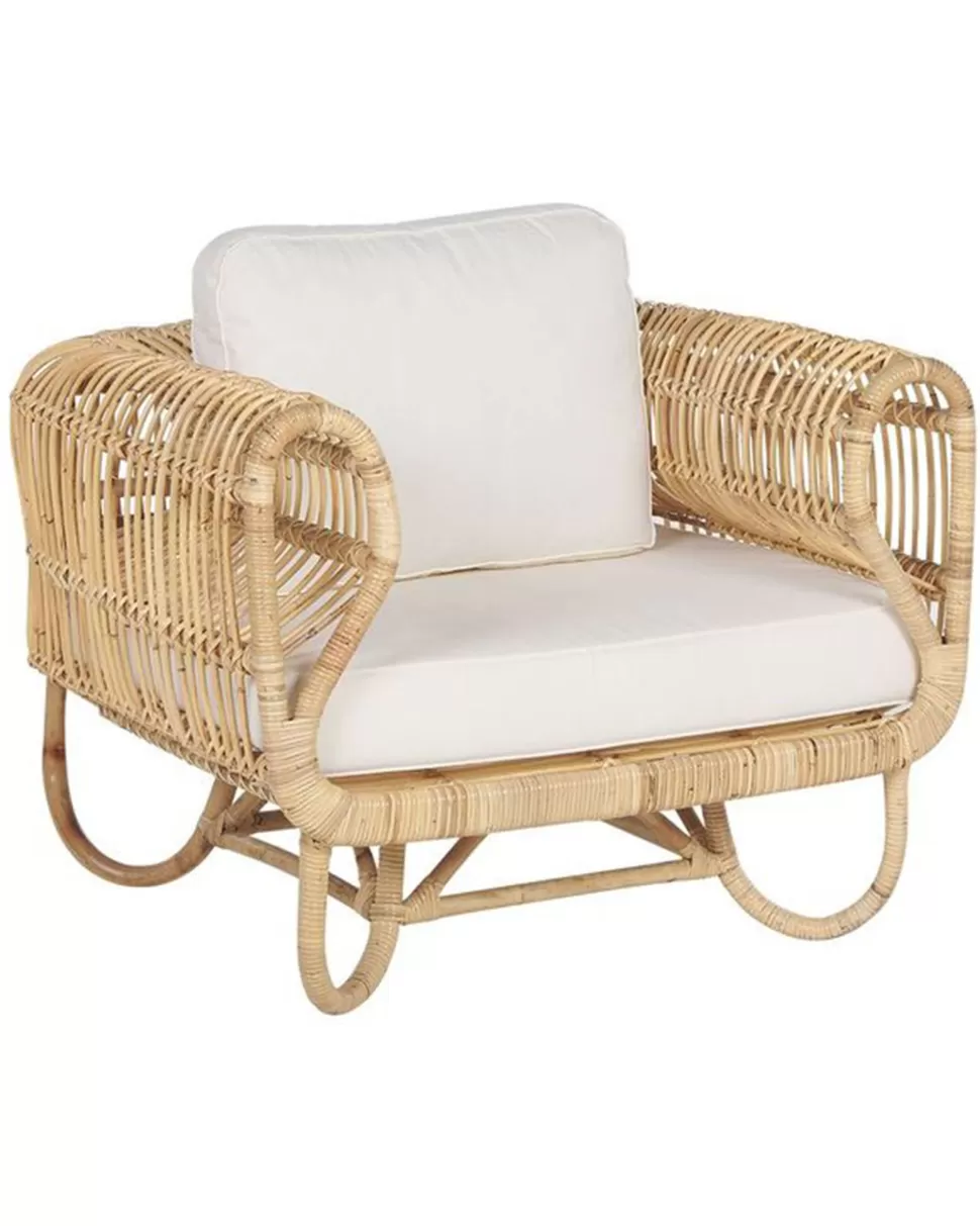 Gartenmöbel>Beliani Gartensessel Rattan Naturlich Auflage Helles Beige Dolcedo