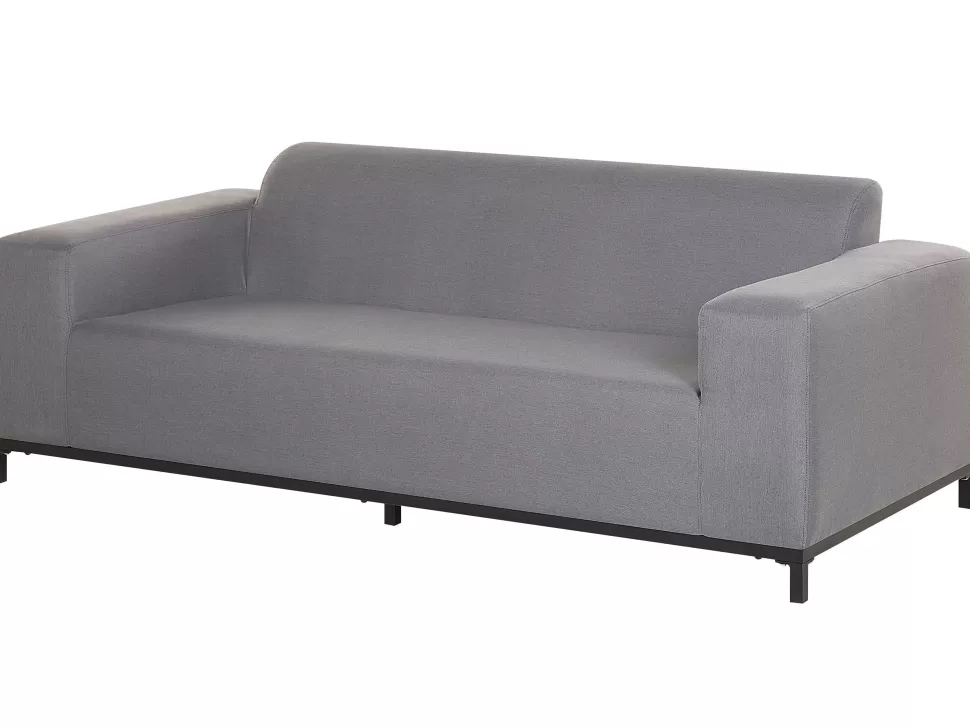 Gartenmöbel>Beliani Gartensofa 3-Sitzer Grau / Schwarzes Gestell Rovigo