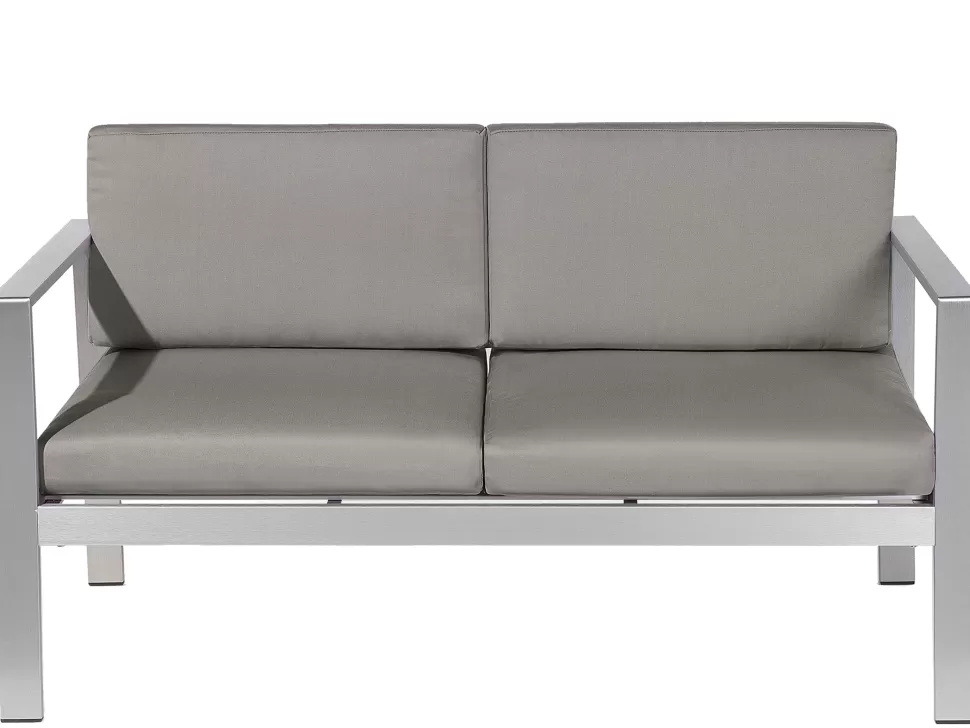 Shop Beliani Gartensofa Aluminium 2-Sitzer Auflagen Dunkelgrau Salerno