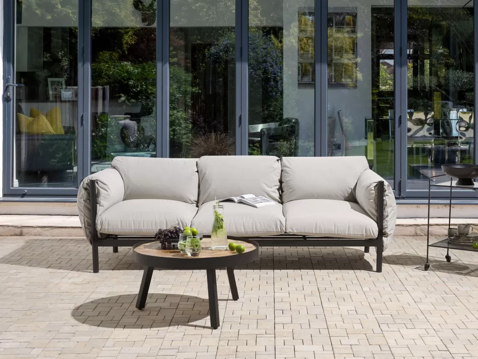 Gartenmöbel>Beliani Gartensofa Aluminium Hellgrau / Schwarz 3-Sitzer Esperia