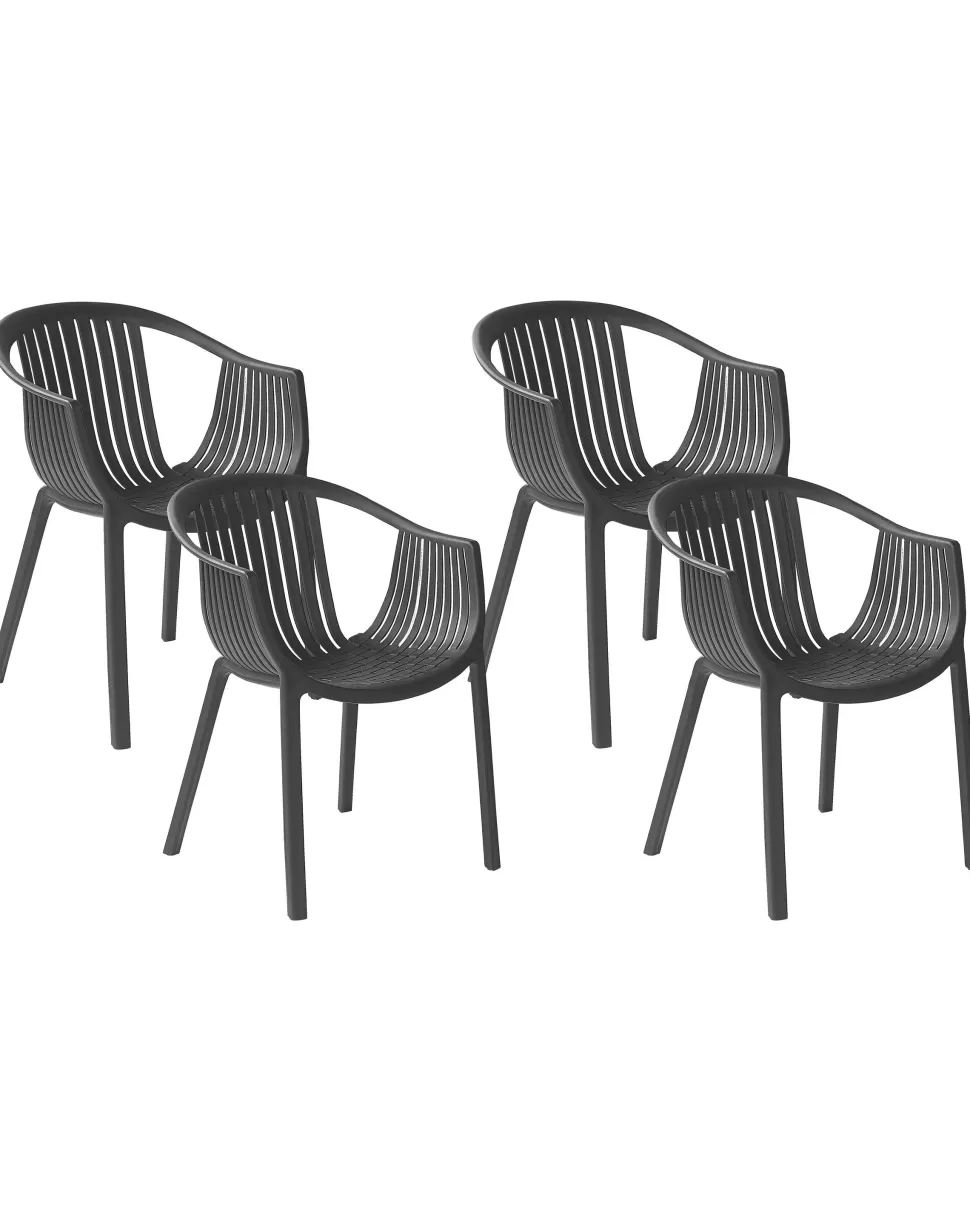 Flash Sale Beliani Gartenstuhl Kunststoff Schwarz 4Er Set Napoli