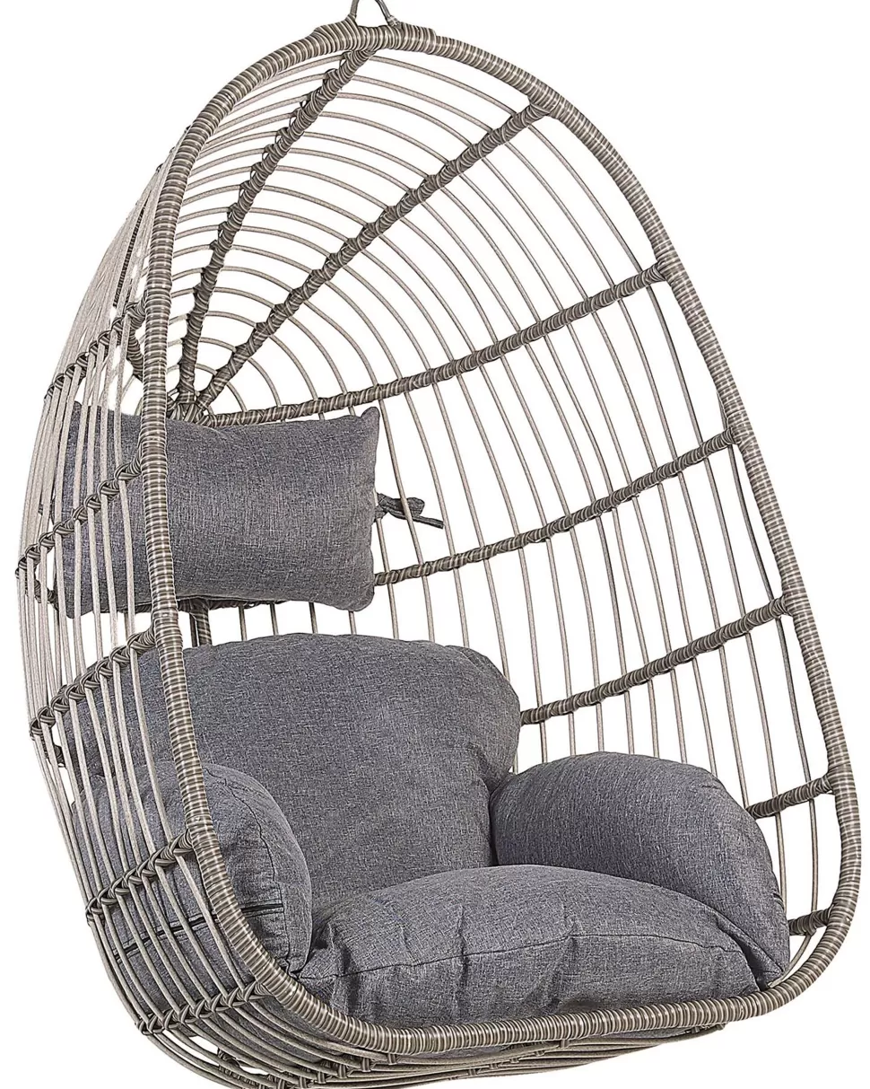 Fashion Beliani Hangesessel Rattan Grau Mit Sitzkissen Casoli