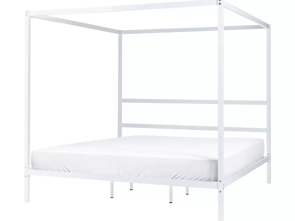 Betten>Beliani Himmelbett Metall Weis 180 X 200 Cm Lestards