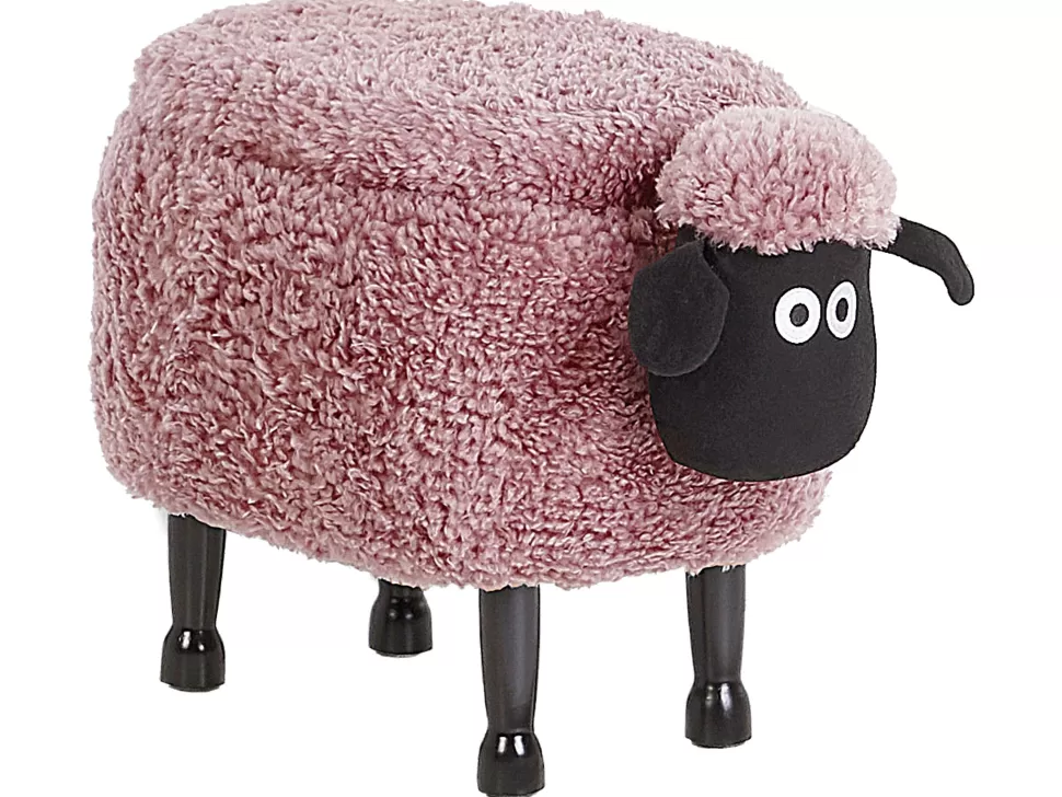 Outlet Beliani Hocker Felloptik Mit Stauraum Rosa Schafhocker Sheep