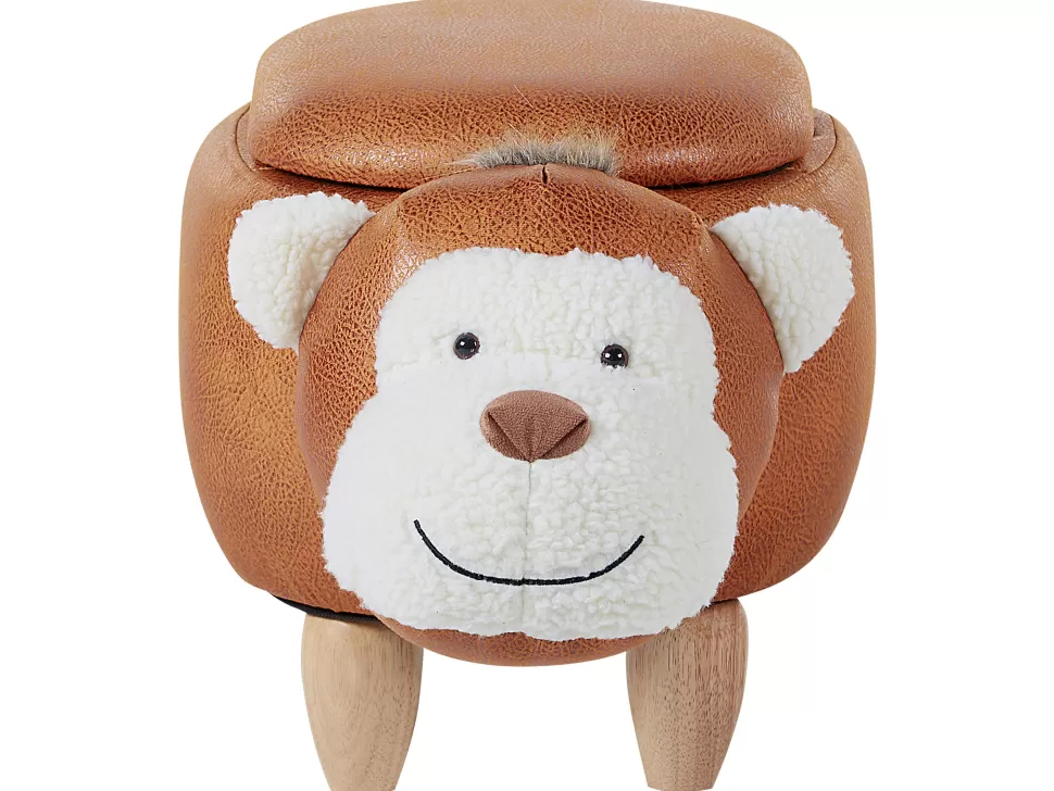 Kinder>Beliani Hocker Lederoptik Mit Stauraum Braun Monkey