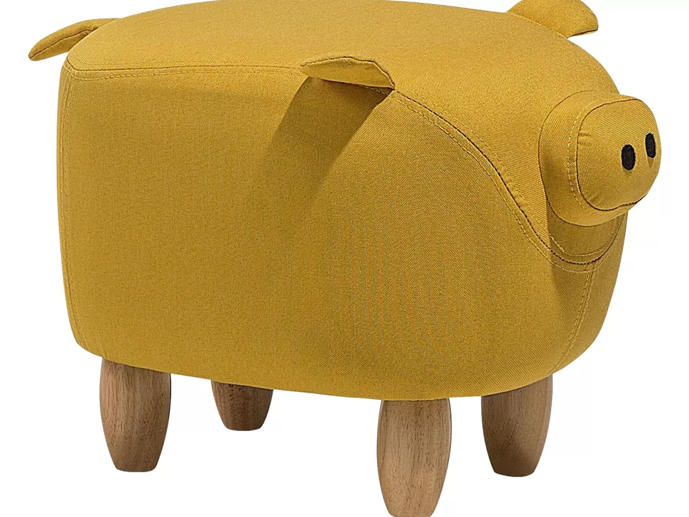 New Beliani Hocker Polsterbezug Gelb Piggy