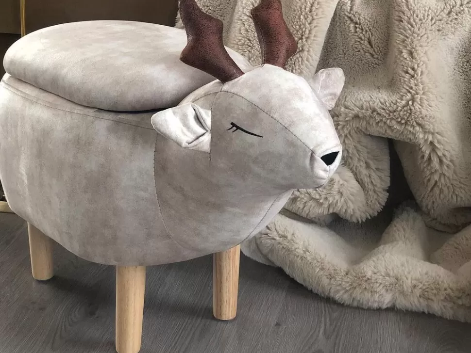 New Beliani Hocker Polsterbezug Mit Stauraum Beige Reindeer