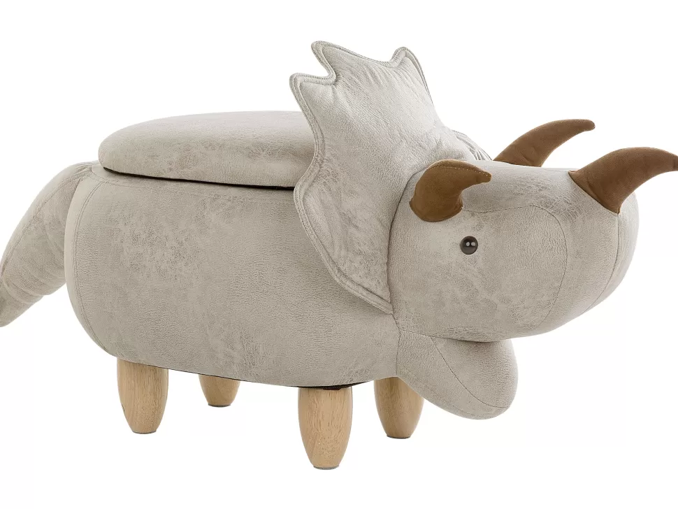 Fashion Beliani Hocker Polsterbezug Mit Stauraum Hellgrau Triceratops