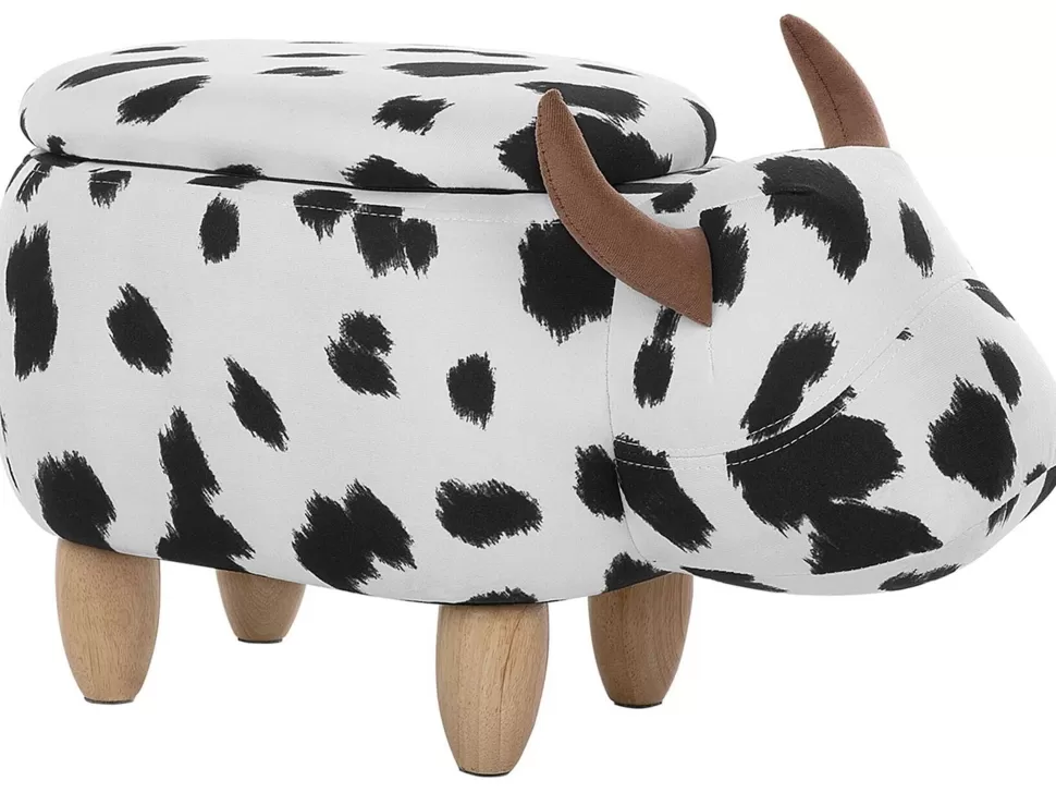 Cheap Beliani Hocker Polsterbezug Mit Stauraum Schwarz-Weis Cow