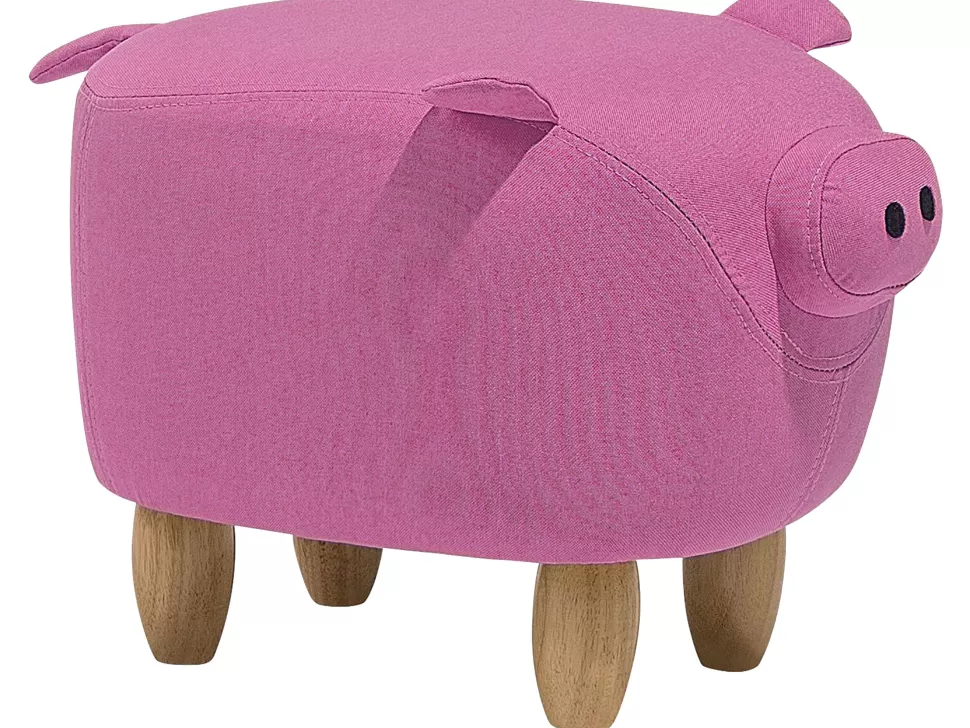 Kinder>Beliani Hocker Polsterbezug Rosa Piggy