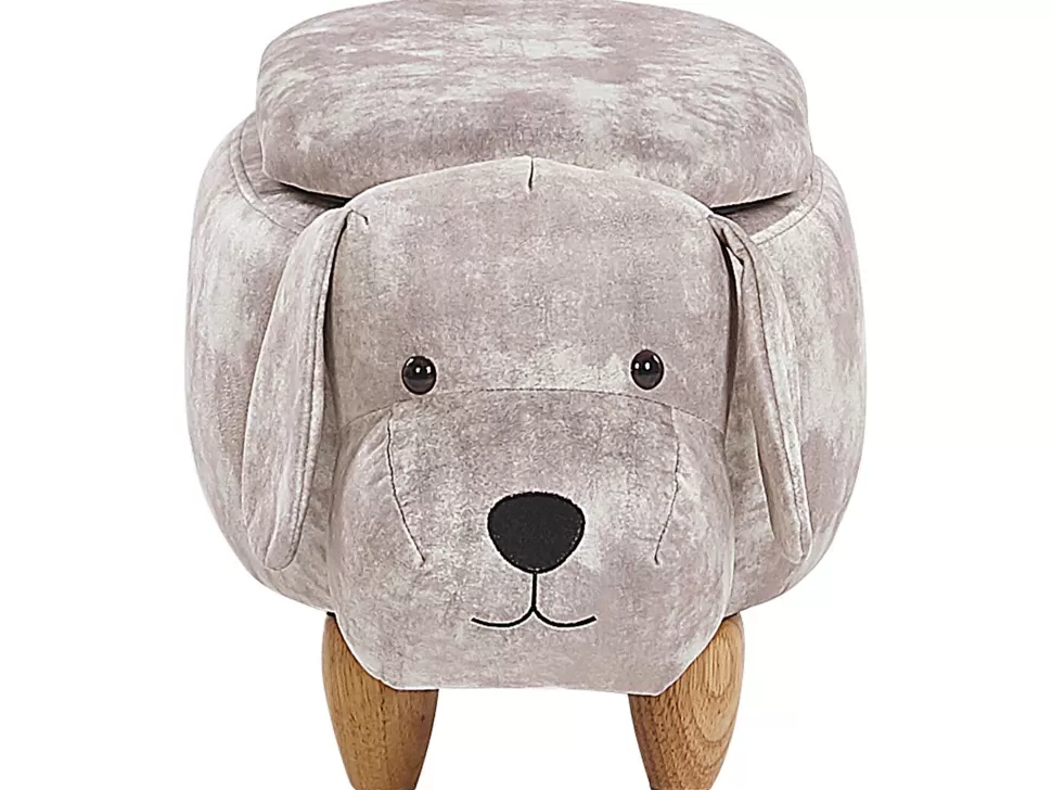 Kinder>Beliani Hocker Samtstoff Mit Stauraum Beige Doggy