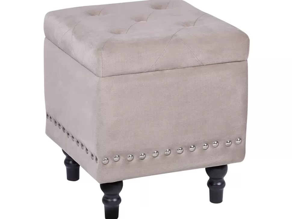 Clearance Beliani Hocker Samtstoff Mit Stauraum Lachsrosa Loretto