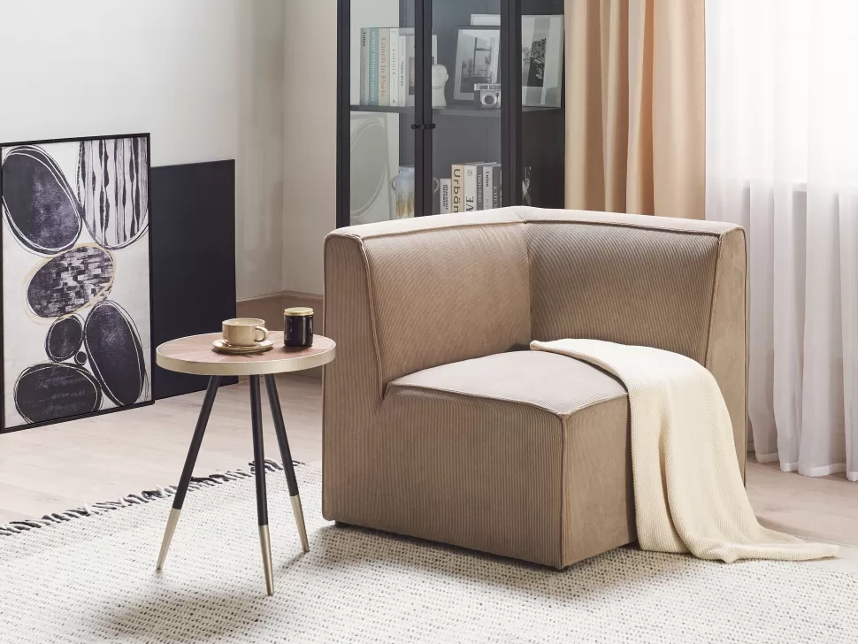 Clearance Beliani Jumbo Cord Corner Section Taupe Lemvig