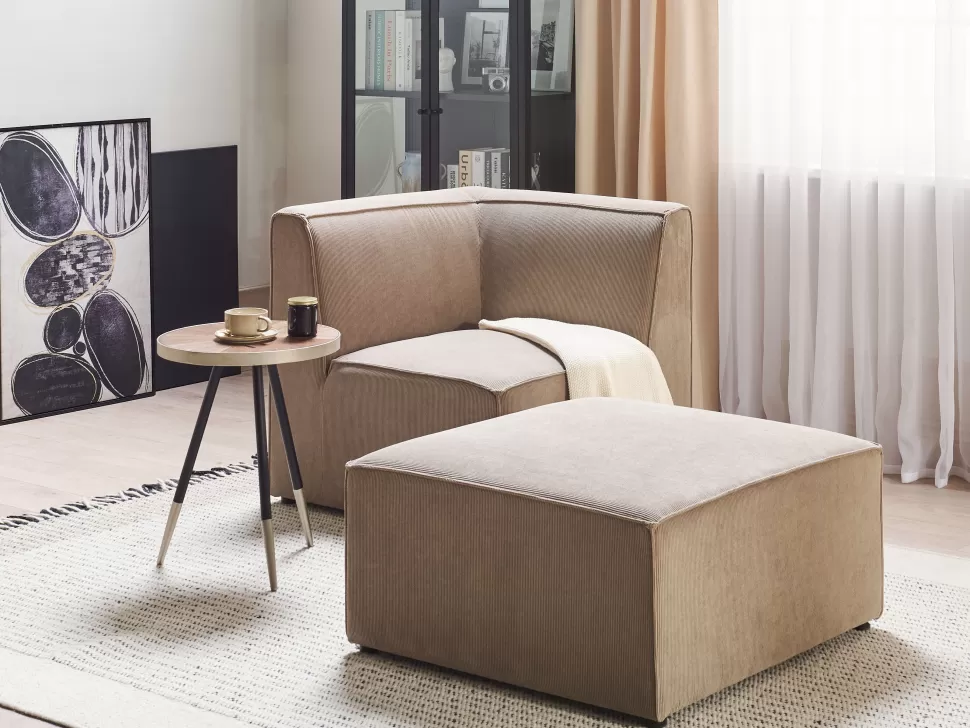 Clearance Beliani Jumbo Cord Corner Section Taupe Lemvig