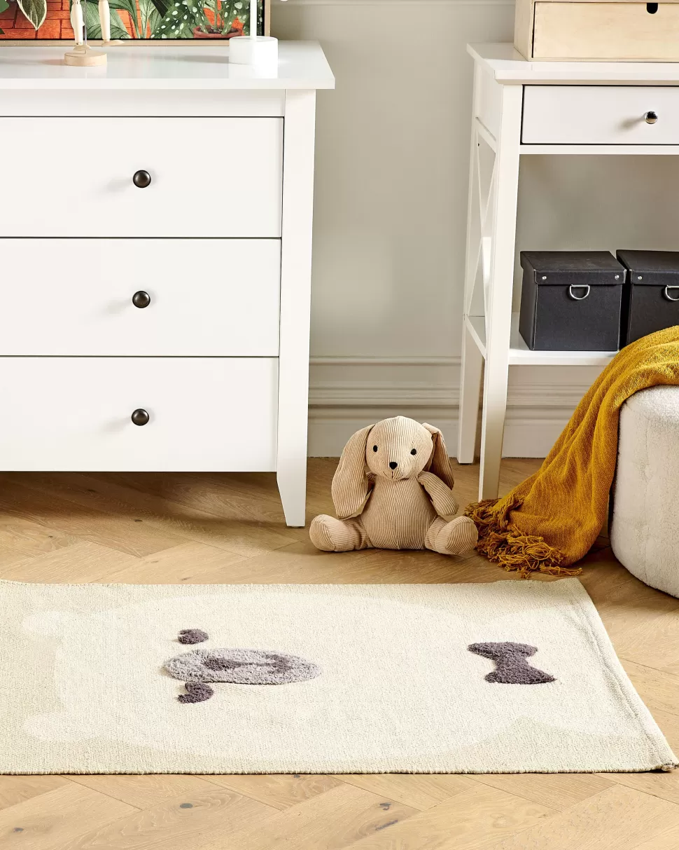 Teppiche>Beliani Kinderteppich Baumwolle Beige 80 X 150 Cm Barenmotiv Simau