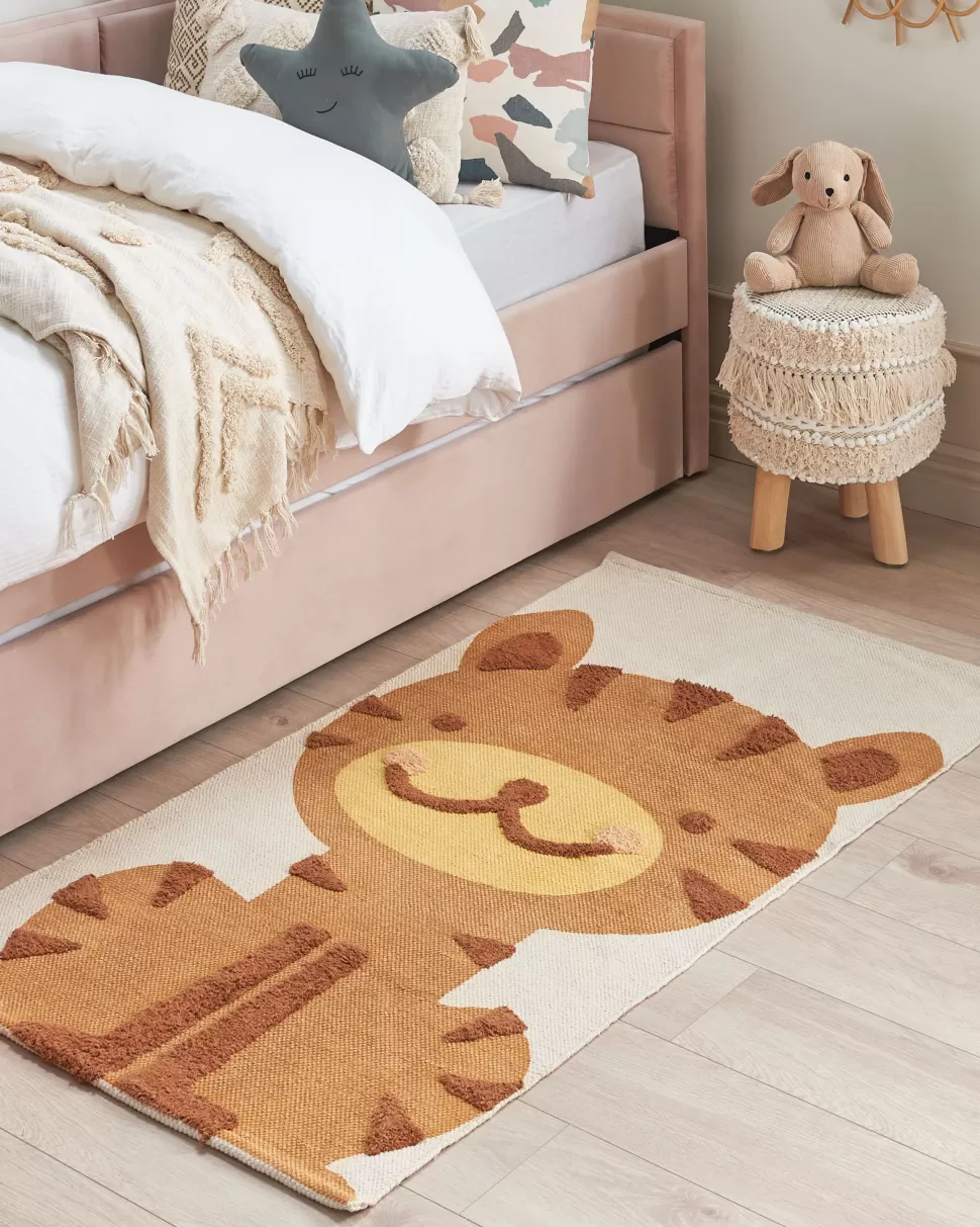 Teppiche>Beliani Kinderteppich Baumwolle Mehrfarbig 80 X 150 Cm Tigermotiv Sigli